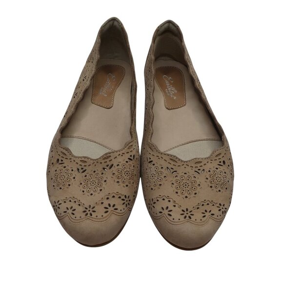 Earthies Lindi Biscuit Leather Lasercut Floral Ballet Flats Womens 8 - Picture 5 of 13